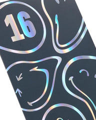 Smiley World 16th Birthday Card – Silver Foil Design, Fun & Trendy Teenage Celebration Greeting