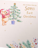 UK Greetings Disney Winnie the Pooh Son's First Christmas Card - Pooh & Piglet Design