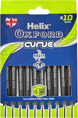 Curve Black Ballpoint Pens - Pack of 10 | Smooth Everyday Writing Pens