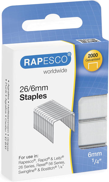 26/6mm Galvanised Staples Retail Pack (Pack 2000)