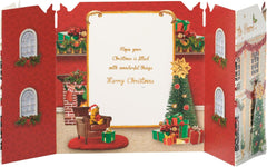 UK Greetings Christmas Card for Family - Festive House Shaped Design