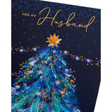 Beautiful Tree Finished with Exquisite Foil and Flitter Details Husband Christmas Card