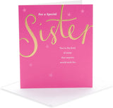 UK Greetings Birthday Card for Sister - Pink & Gold Design