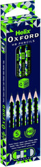 Helix Oxford Geo HB Pencils – Pack of 5 Green | Premium Graphite Pencils for School & Office