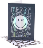 Silver Foil Smiley World Birthday Card – Perfect for Boys and Him