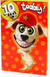 Wacky Dog Design 10th Birthday Card Badge Included