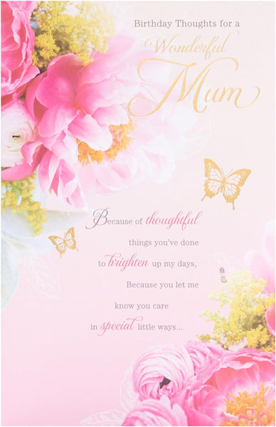 Birthday Card for Mum - Floral Design - Thinking of You Range
