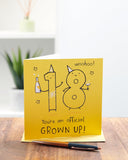 UK Greetings 18th Birthday Card for Him/Her/Friend - Yellow Design