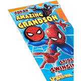 Marvel Spider-Man Birthday Card for Grandson With Envelope and Badge,Multi,121 mm x 229 mm