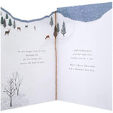 Traditional Winter Illustration Design Foxes Winter Scene Son Christmas Card
