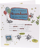Owl Illustration and Sentimental Verse Birthday Card for Grandson