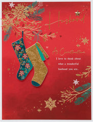 Husband Christmas Card – Luxurious Red and Gold Holiday Design