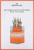 3D Cake and Candles Design Uncle Birthday Card