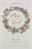 UK Greetings Christmas Card for Mum & Dad - Festive Wreath Design