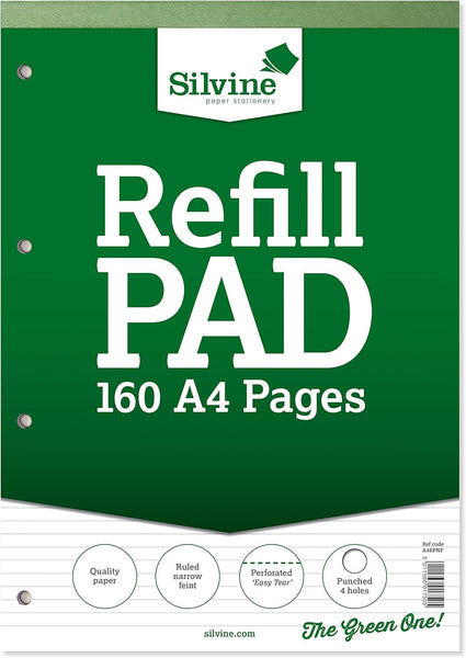 Silvine A4 Refill Pad - Narrow Lined (160 Pages) Single