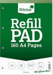 Silvine A4 Refill Pad - Narrow Lined (160 Pages) Single