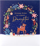 UK Greetings Christmas Card for Daughter - Sweet Reindeer Design