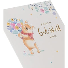 Disney Winnie The Pooh Flower Design Get Well Soon Card