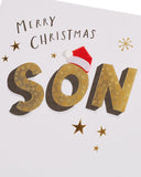 UK Greetings Christmas Card for Son - Gold Lettering Design