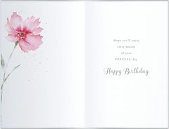 Sister in Law Birthday Card Pink Watercolour Floral