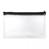 8x5" Flat Clear Exam Pencil Cases Black Coloured Zip (Pack of 2)