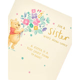 Extra Lovely Sister Disney Winnie The Pooh With Flowers Birthday Card