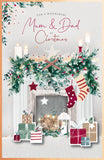 Mum And Dad Fireplace Presents For Wonderful Christmas Card