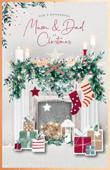 Mum And Dad Fireplace Presents For Wonderful Christmas Card