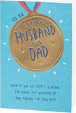 UK Greetings Father's Day Card for Husband/Dad - Gold Medal Design
