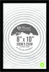 Black Nouveau 8x10 Photo Frame – Simple Styrene Frame for Wall or Tabletop Display