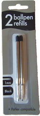 Twin Pack Black Ballpoint Pen Refills – Parker Style Compatible Ink Cartridges