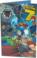 Marvel Avengers 7th Birthday Card with Badge