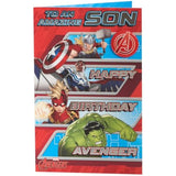 Marvel The Avengers Birthday Card for Son - Red & Split Design