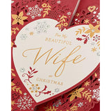 UK Greetings Christmas Card for Wife - Floral Love Heart Design