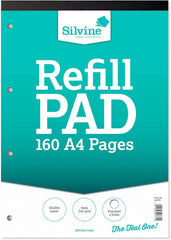 Silvine A4 Refill Pad - 5mm Grey Dot Grid (160 Pages)