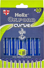 Curve Blue Ballpoint Pens - Pack of 10 | Smooth Writing Pens for School & Office