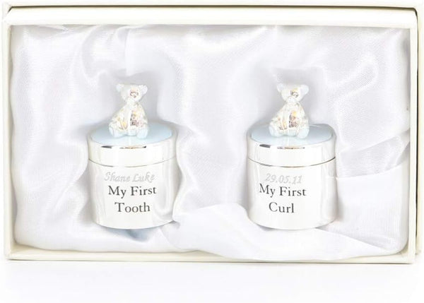 Bambino Silverplated First Tooth & First Curl Box Set - Blue