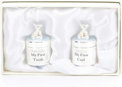 Bambino Silverplated First Tooth & First Curl Box Set - Blue