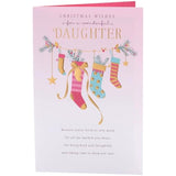 UK Greetings Christmas Card for Daughter - Pink Stockings Design
