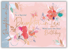 Special Daughter-in-Law Birthday Card – Watercolour Flowers with Foiled Details, Eco-Friendly