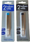 Twin Pack Blue Ballpoint Pen Refills – Parker Style Compatible Ink Cartridges