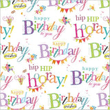 Happy Birthday Text Wrapping Paper 2 Sheets & 2 Tags