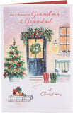 UK Greetings Christmas Card for Grandma & Grandad - Snowy Door Design