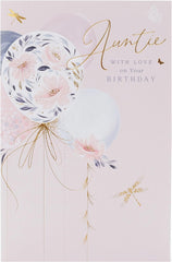 Light Balloons Design Auntie Birthday Card