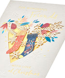 UK Greetings Christmas Card for Friends - Stockings & Heart Design