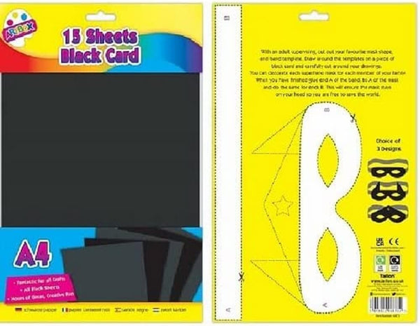 15 Sheets A4 Black Activity Card | Premium Craft Paper for Art, School & DIY Projects