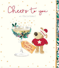 Festive Boofle Christmas Card – Boofle Holding Cocktail Glass