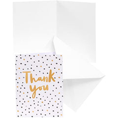 UK Greetings Multipack of 10 Thank You Cards for Him/Her/Friend - Black & Gold Spotty Design, 130mm x 100mm