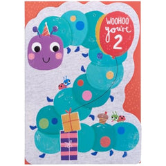 Caterpillar Design 2nd Birthday Card