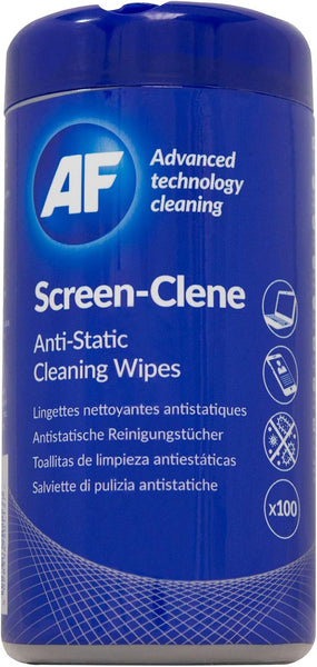 AF Anti Static Screen Cleaning Wipes - Pre-moistened for Computer, laptop, TV, Tablets, Phone etc. Tub x100